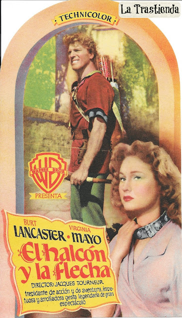 El Halcón y la Flecha - Folleto de mano -Burt Lancaster - Virginia Mayo