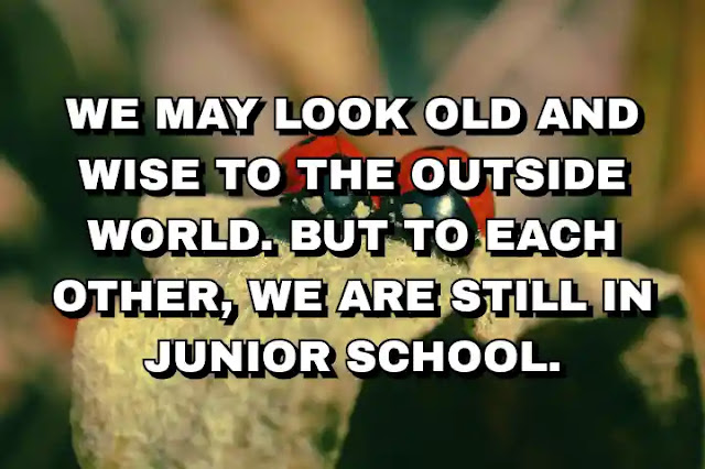 We may look old and wise to the outside world. But to each other, we are still in junior school.