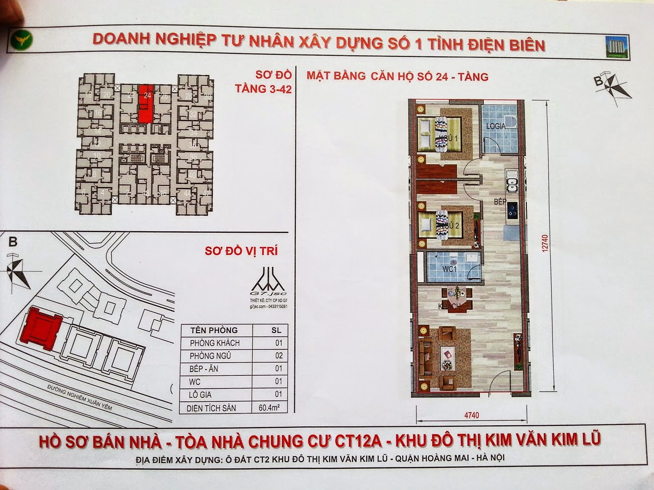 Thiết kế căn hộ 60.4m