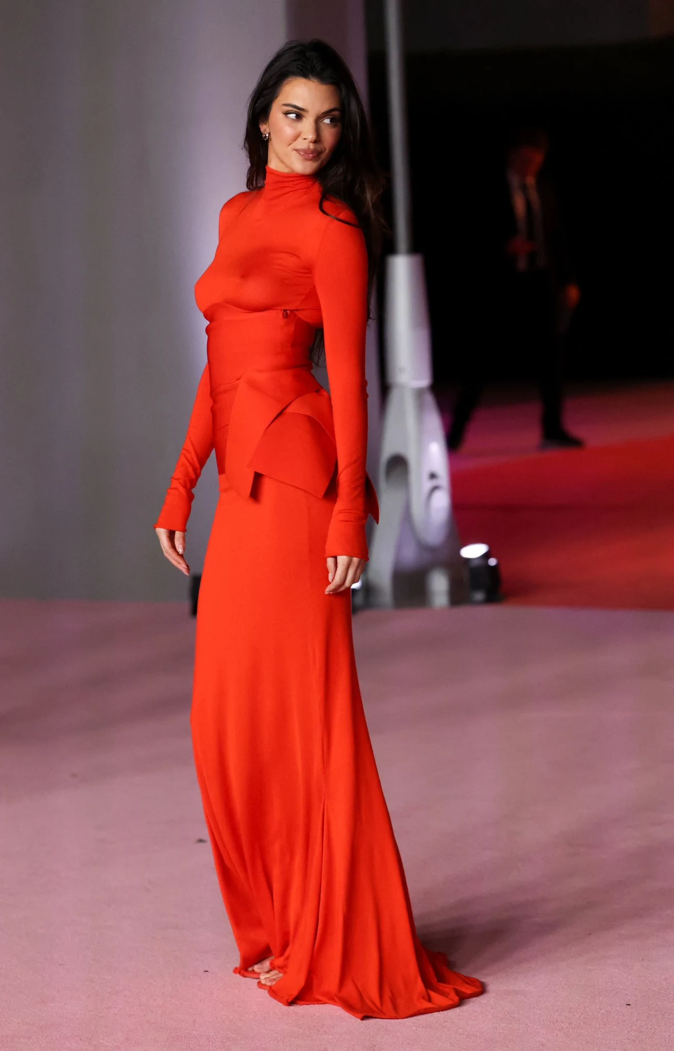 Kendall Jenner gets racy as she goes braless in sheer red body-contouring gown at 3rd Annual Academy Museum Gala in LA