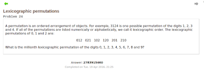 Project Euler Problem 24 with answer