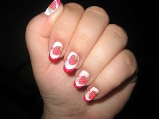Nice Strawberry shake Nail Art Design