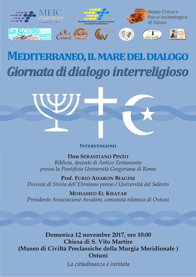 Ostuni: domenica 12 novembre l'incontro "Mediterraneo, il mare del dialogo: Giornata di dialogo interreligioso"