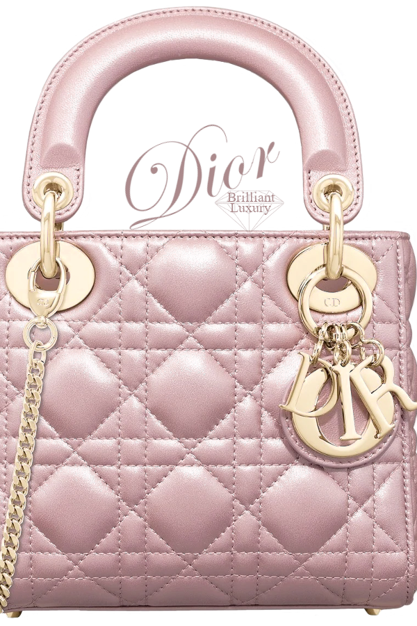 ♦Dior Lady Dior lotus pearly mini cannage stitch top handle bag #dior #bags #brilliantluxury