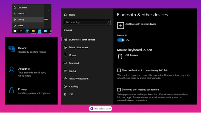 Cara Menghidupkan Bluetooth di Laptop ASUS melalui setting windows 10