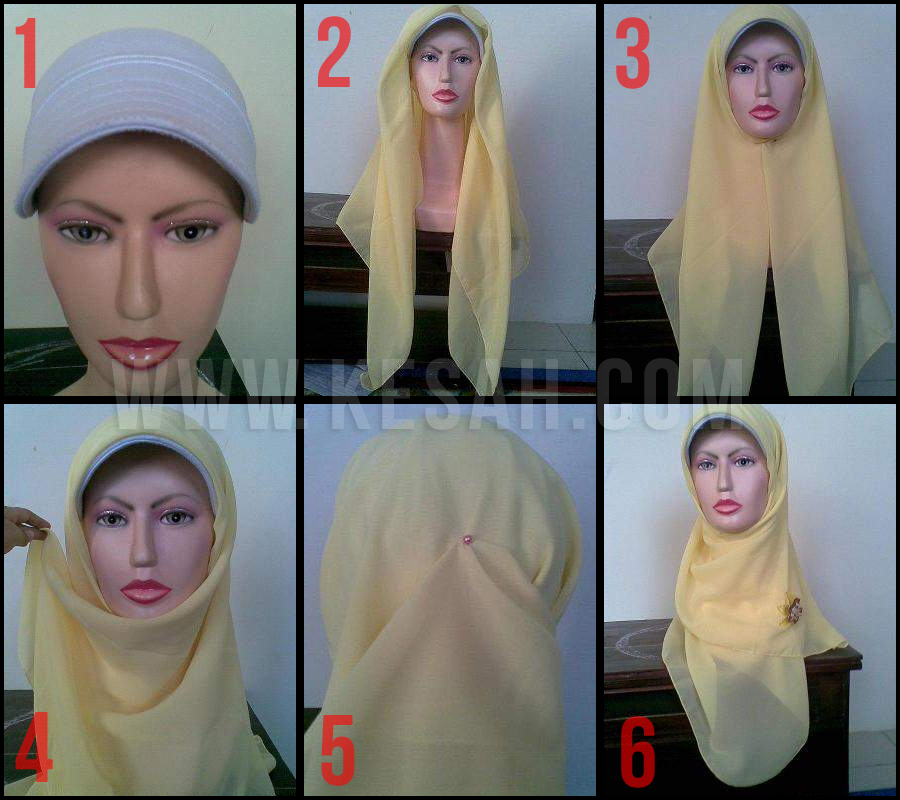 Cara Memakai Jilbab Segi Empat Paris Untuk Wajah Bulat Makeup  cara memakai jilbab segi empat 