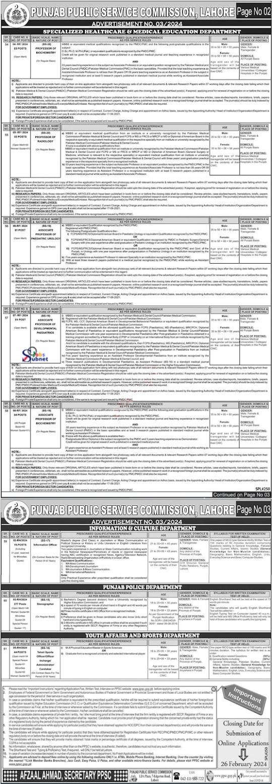 Latest Punjab Public Service Commission PPSC Jobs 2024 Online Apply