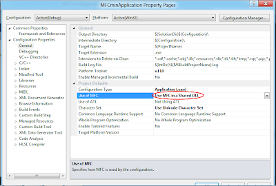 select Use MFC in Shared DLL