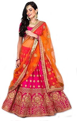 Fast Fashions Women's Satin Lehenga Choli