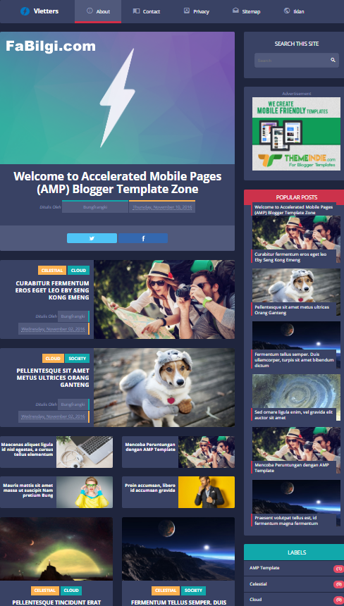 Blogger AMP Uyumlu Süper Hızlı Haber Sitesi Teması İndir 2020 - Vletters Free