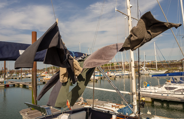 Photo of the soaked clothes drying in the wind