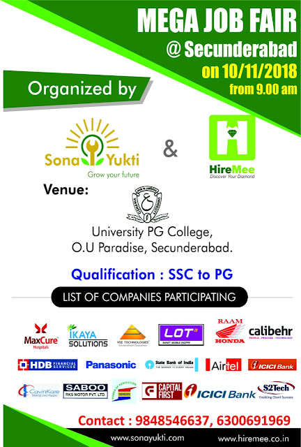 SonaYukti-HireMee-Mega-Job-Fair-at-University-PG-College-Osmania-University-Paradise-Secunderabad