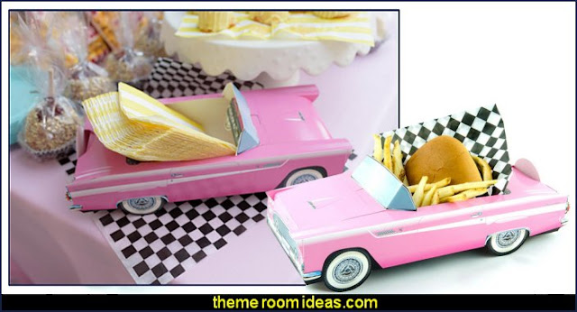 Classic Car Party Food Boxes   50s party ideas - 50s party decorations - 1950s Theme Party - 1950's Rock and  Roll Themed Party Supplies - 50s Rock and Roll Theme Party - 50s party decorations - 50s party props - 50s diner party