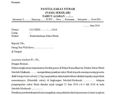 Contoh Surat Edaran Sekolah Untuk Menarik Zakat Fitrah 19 Folder Soal