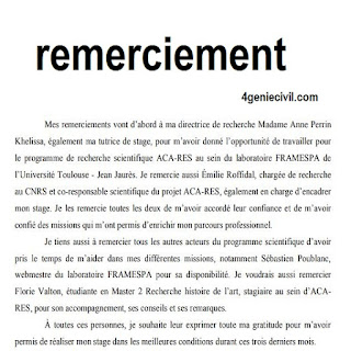 remerciement rapport de stage