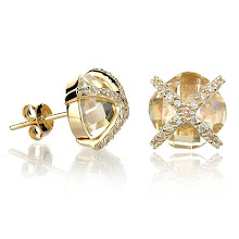 Canary CZ checkerboard earrings