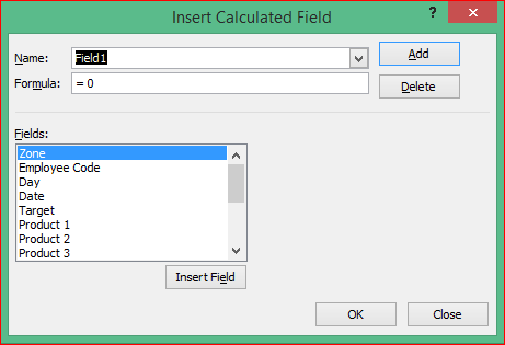 Insert Calculated Field Window