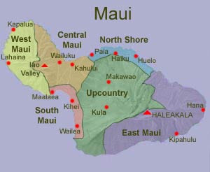 Map of Maui and its regions