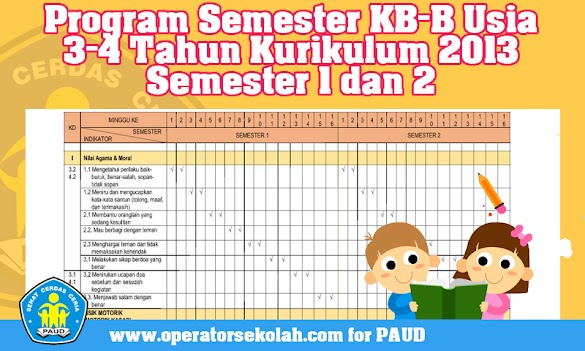 Download Kegiatan Semester Kb-B Usia 3-4 Tahun Kurikulum 2013 Semester
1 Dan 2