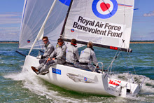 J/70 RAF Spitfire sailing on Solent- off Cowes, England