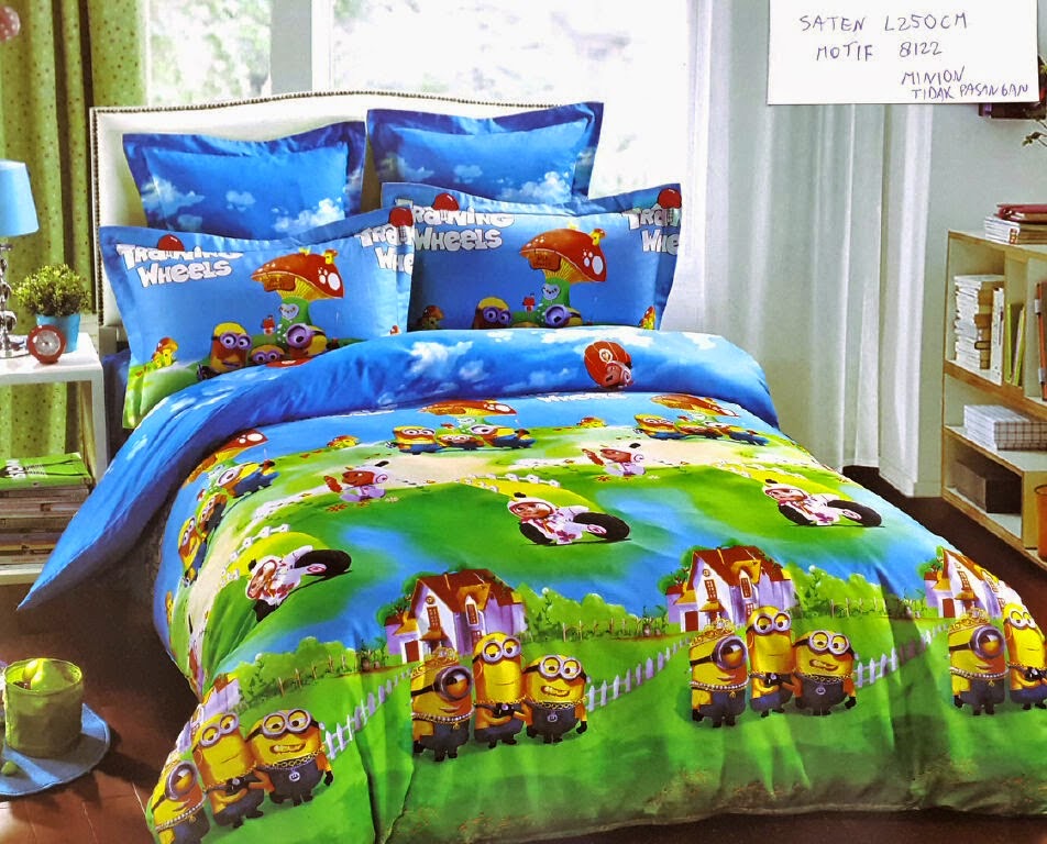 Sprei Jepang Anak Motif Minion Hijau