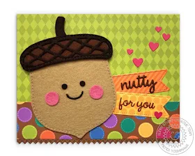 Sunny Studio Stamps: Nutty For You Felt Acorn Fall Card by Mendi Yoshikawa