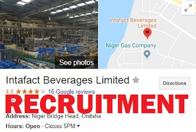 Intafact Beverages Recruitment 2018 Onitsha Anambra State | SABMILLER Brewery