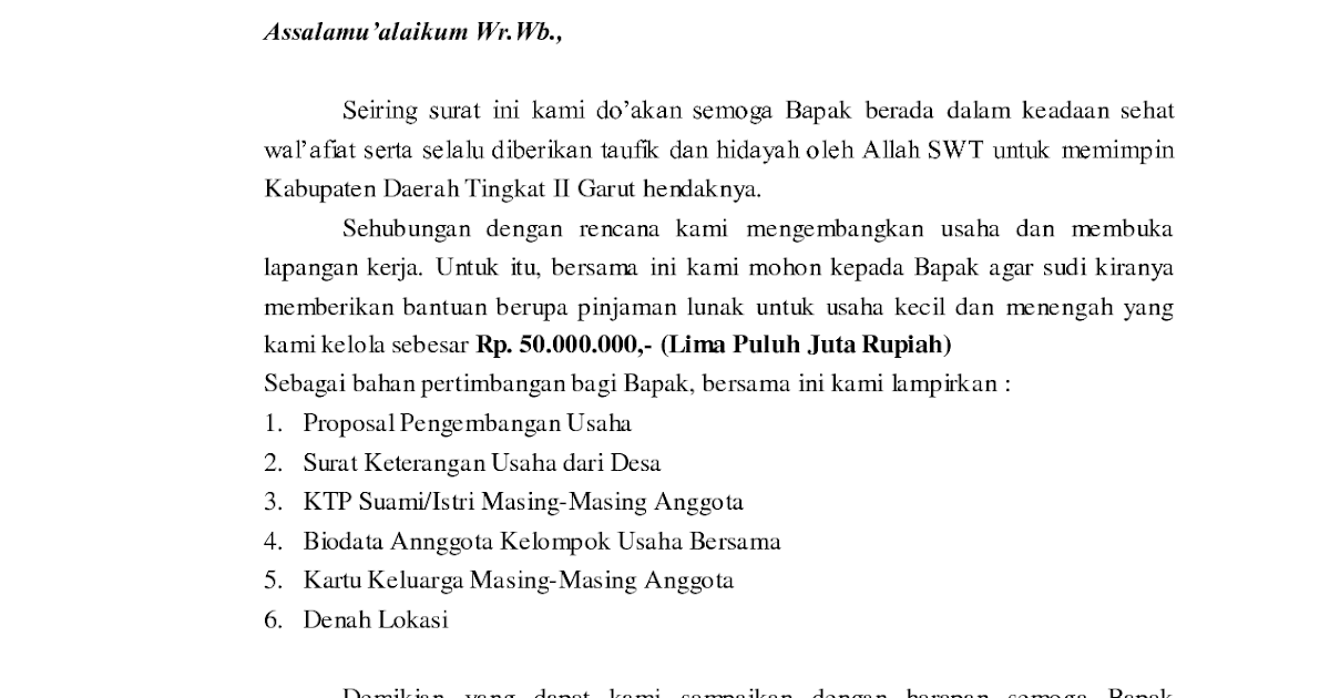 Contoh Proposal Permohonan Bantuan