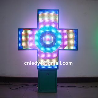 full color led pharmacy cross display, rgb cross