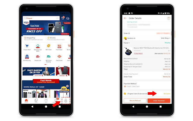 Selepas Buat Pembelian. Bila Kita Akan Terima Shopee Coins?