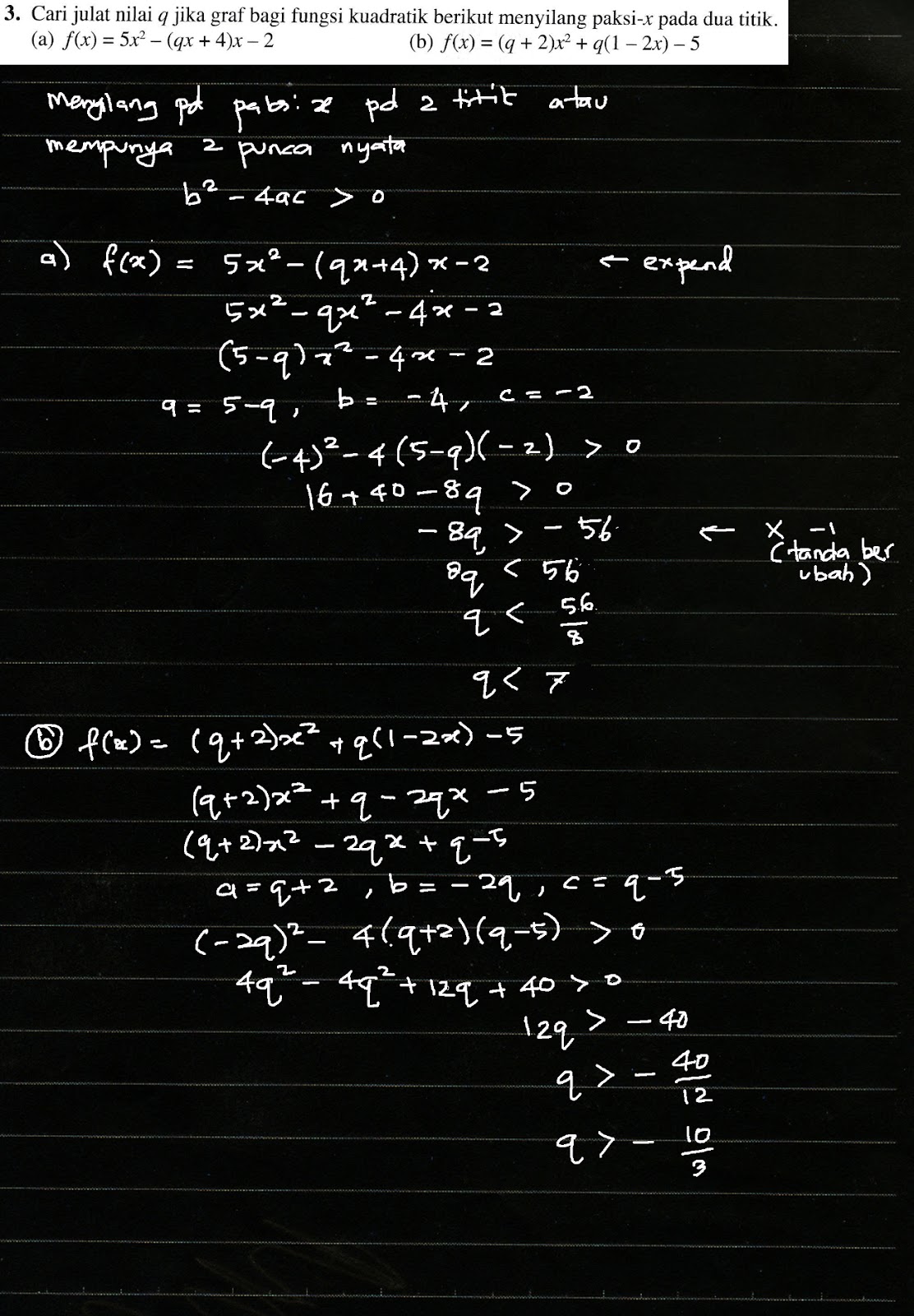 Latih Diri 2 7 Ms 54 Bab 2 Fungsi Kuadratik Tingkatan 4 Add Math