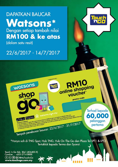 Reload Touch 'n Go Card RM100 FREE RM10 Watsons Voucher ...