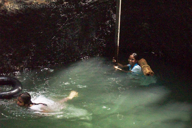 south indian village life swimming in irrigation wells with homemade floaters