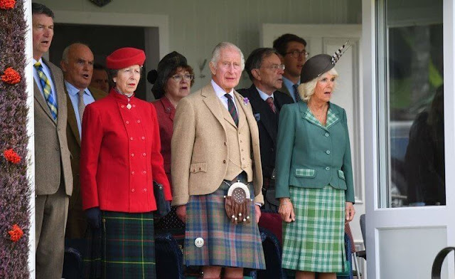 At the Braemar Gathering, the King has stepped out for the first time in the new King Charles III tartan. Princess Anne