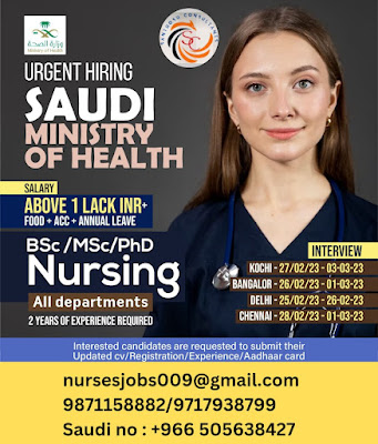 Urgently Required Nurses for Saudi Ministry of Health