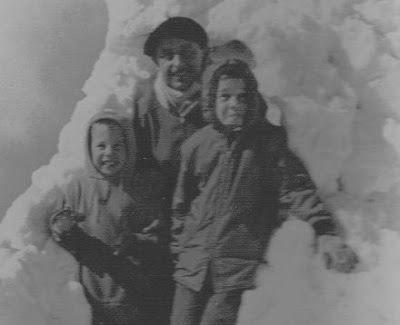 Reinhold, Karl and Paul Marxhausen outside an igloo on the football field of Concordia College (Concordia University) in Seward, Nebraska. The photo was taken from http://karl.marxhausen.net/bio.html