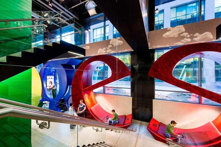 Letter seats in the lobby of Google office in Dublin 