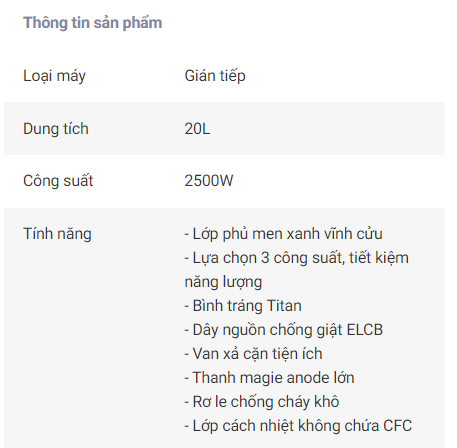 Bình nước nóng ngang Ferroli QQ EVO 20 lít QQ-20SE