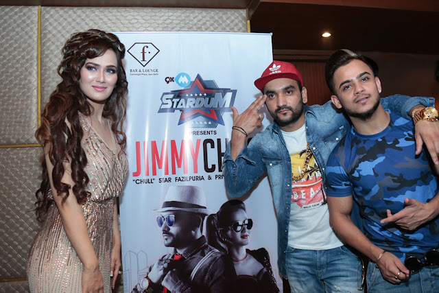 Singer Priyanka Goyat with Rapper Fazilpuria at the launch of the Jimmy Choo song 2)