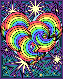 Rainbow heart- blank version available to color