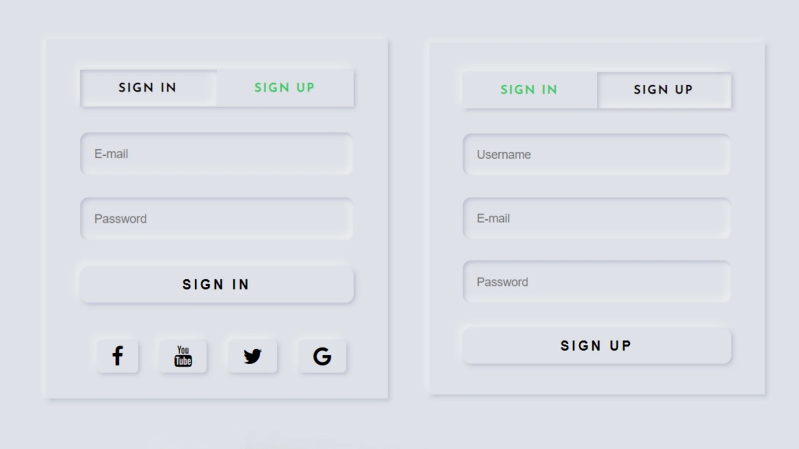 Neumorphism Login and Registration Form Using Html CSS & Jquery