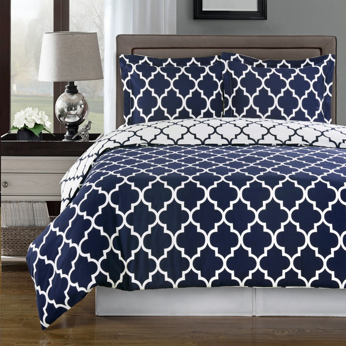  Navy  Blue  and White  Comforter and Bedding  Sets