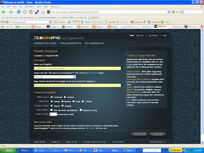 Sonific Songspot configuration page