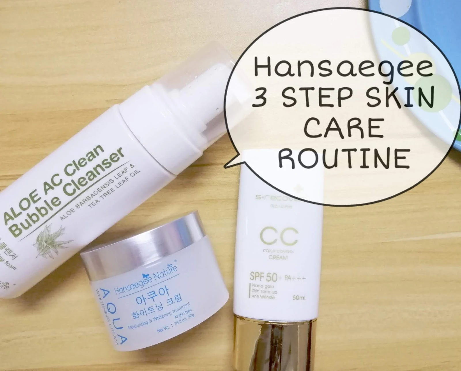 aqua whitening cream hansaegee review, Hansaegee 3-Steps Skincare Routine Buat Kulit Syu Jadi Segar Bermaya dan Glowing, aqua whitening cream, gold nano cc cream, aloe AC clean bubble cleanser