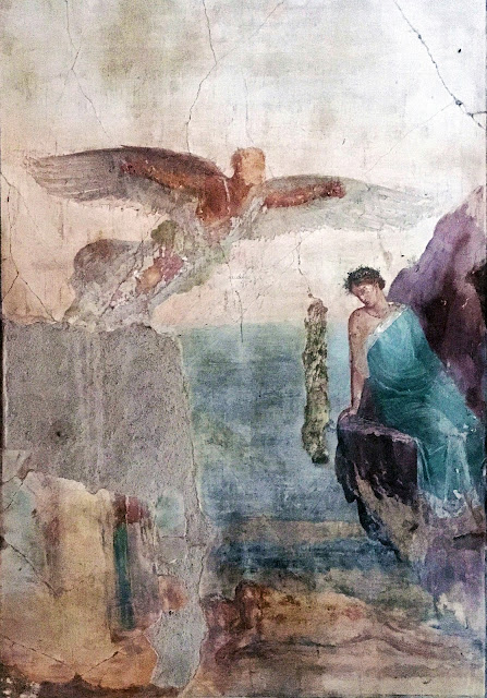 Фрагмент фрески, обнаруженной на вилле Imperiale в древнем Помпее, изображающий историю Икара и Дедала