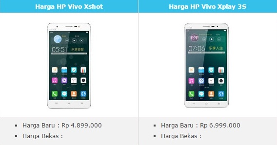 Daftar Harga Smartphone/ HP Vivo Terbaru Tahun 2017 All Type