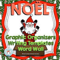  French Christmas Word Wall, Graphic Organizers & Writing Prompts