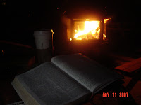 Fire, Coffee, and Bible...sweet.