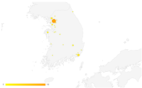 2018 Moonboard places in Korea - Geochart