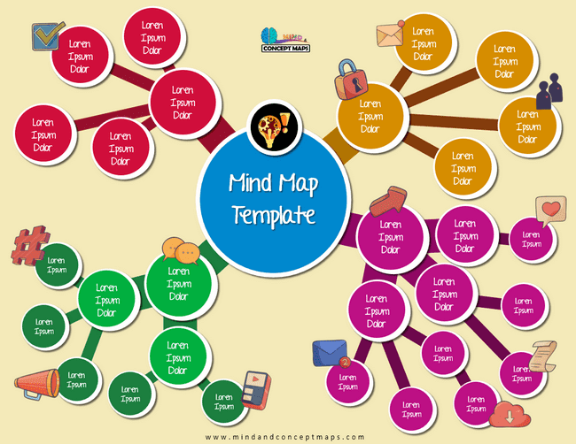 Mind map Word template with modern design and vibrant colors